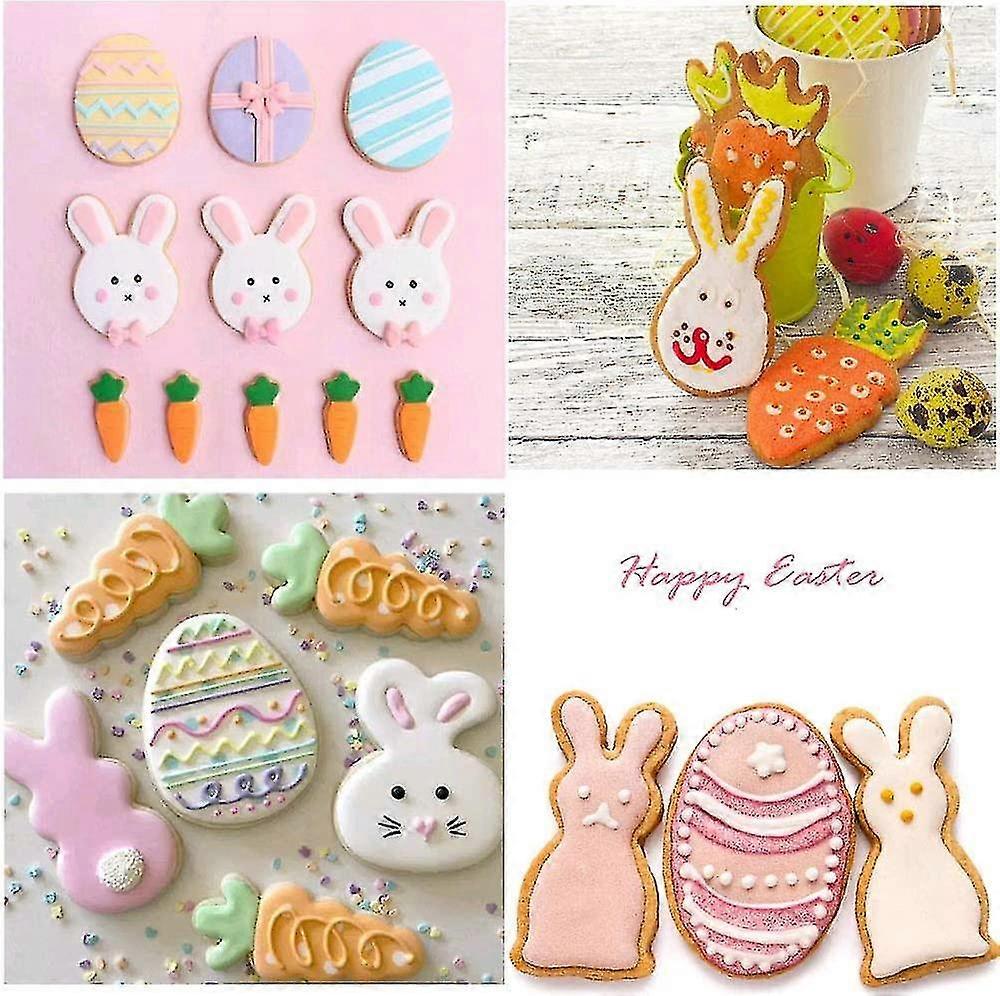 Oster-Ausstechformen Set - Hasen-, Hasengesicht-, Ei- und Karotten-Keksausstecher für Ostern