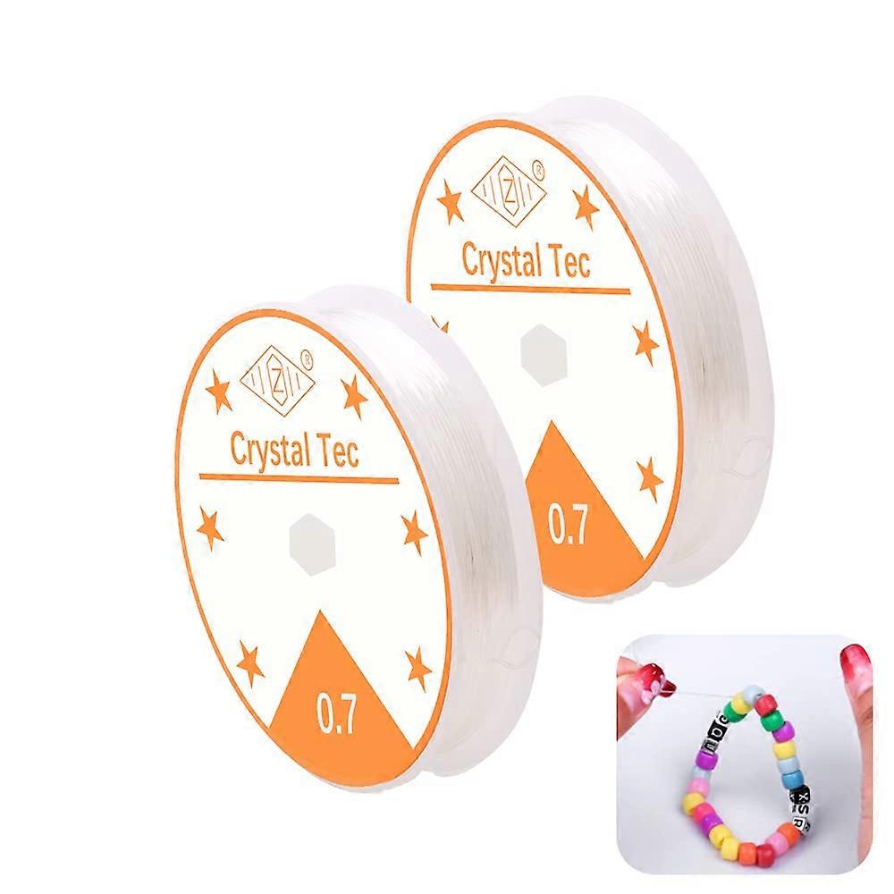 Set of 2 Spool 0.7 mm Elastic Jewellery Thread, Rubber Thread, Crystal Elastic Cord, Jewellery Thread, Craft Cord, Transparent Thread, for DIY, Bead J