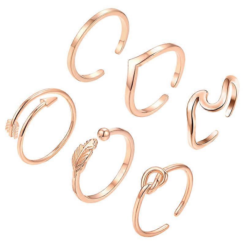 6 Pcs Anneaux Ouverts Ensemble pour Femmes, Anneaux De Pouce Réglables De Doigt, Anneau D’orteil Anneau De Bijoux De Plage Pour Femmes Filles