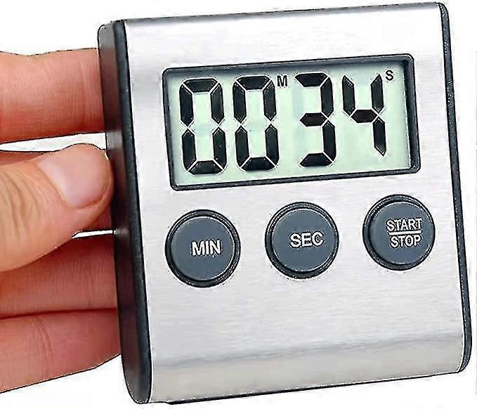 Kitchen Timer, Digital Kitchen Timer Magnetic Countdown Timer With Loud Alarm Stainless Steel Timer For Kitchen Cooking, Baking, Sports Games (aaa Bat