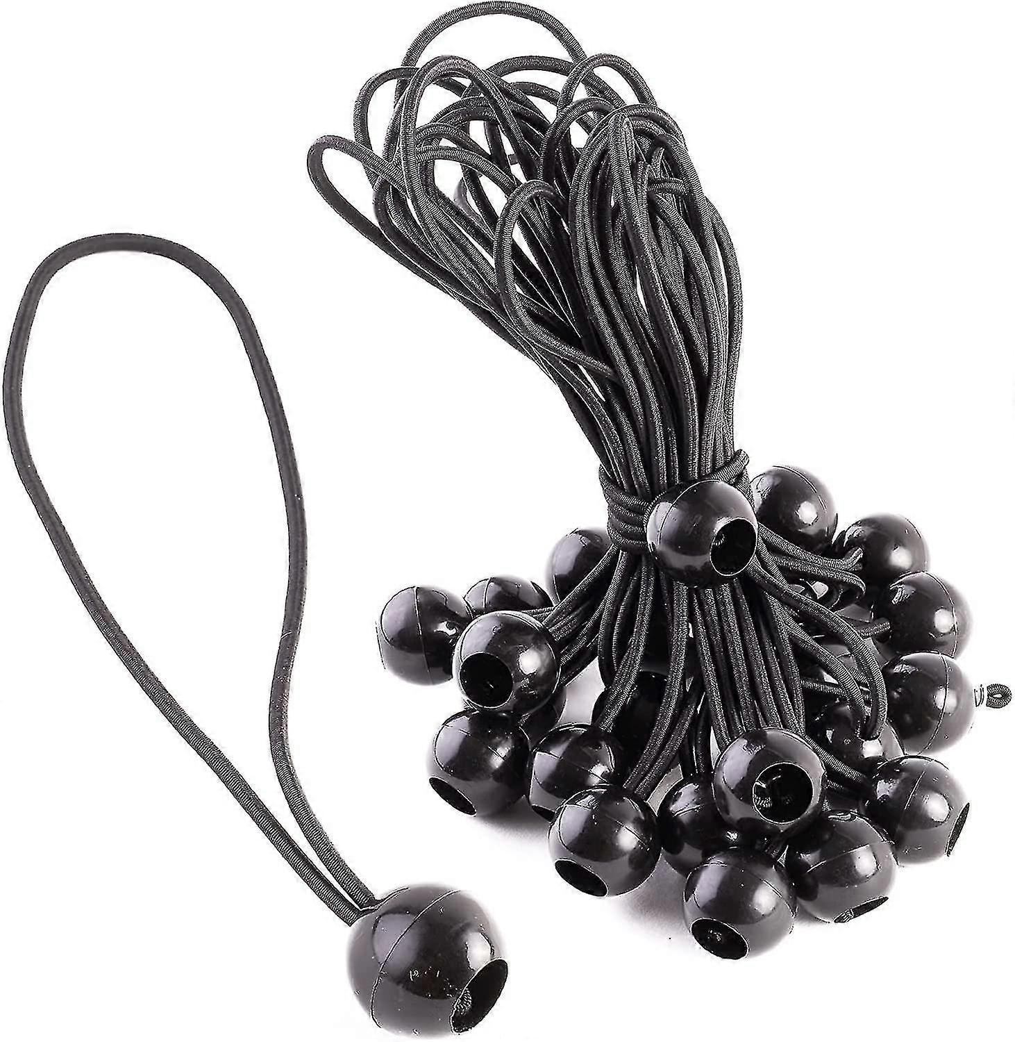25 Pack Rubber Bungee Bungee Cord With Ball Hook - Bungee Tie Ideal For Tents, Tarps, Bags, Pools, Trampolines