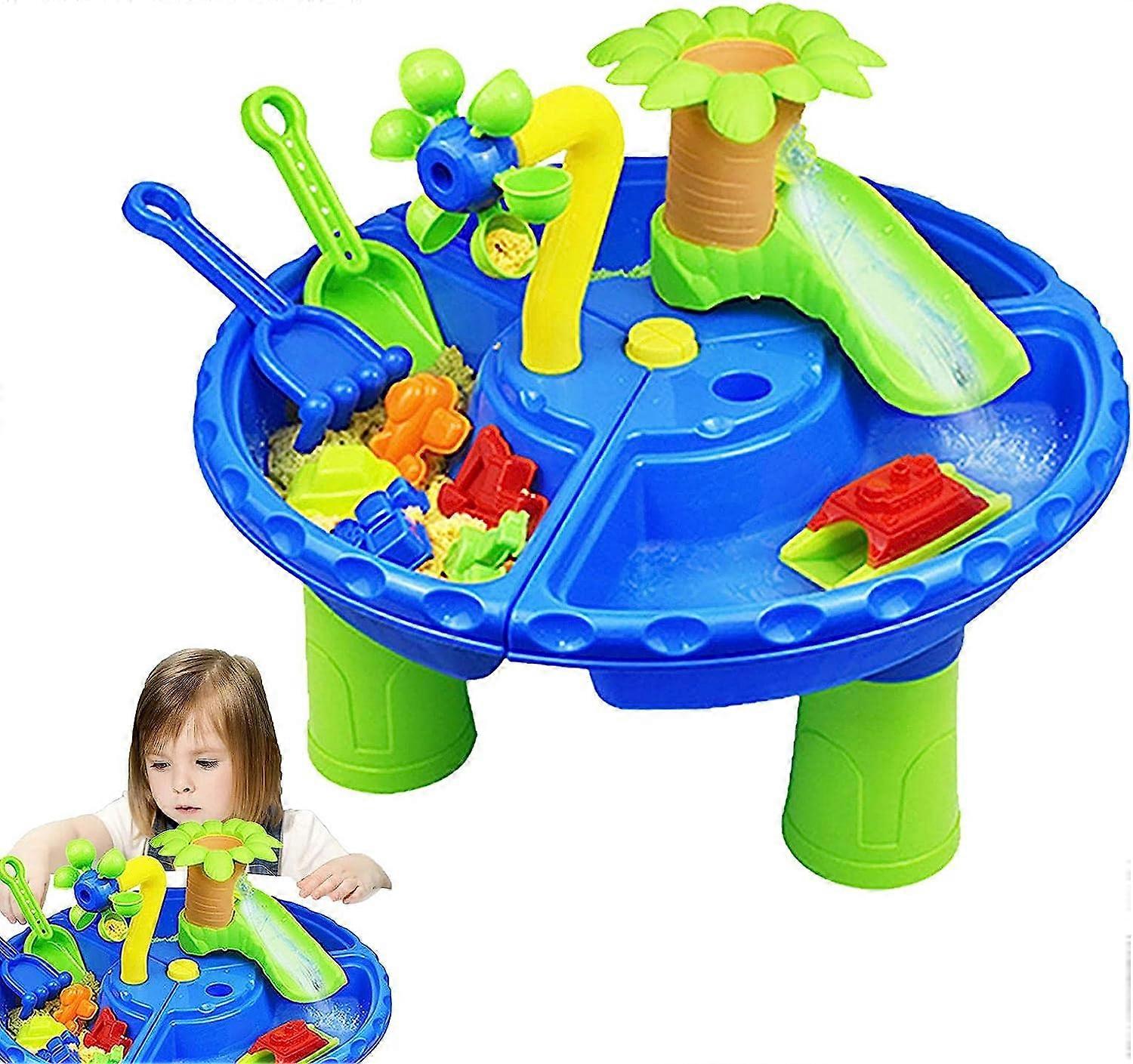 Tavolo da sabbia e acqua per bambini, 22 set innovativo tavolo da acqua e sabbia, giocattolo sandbox da tavolo di attività per bambini per bambini che giocano tavolo di sabbia all'aperto al coperto