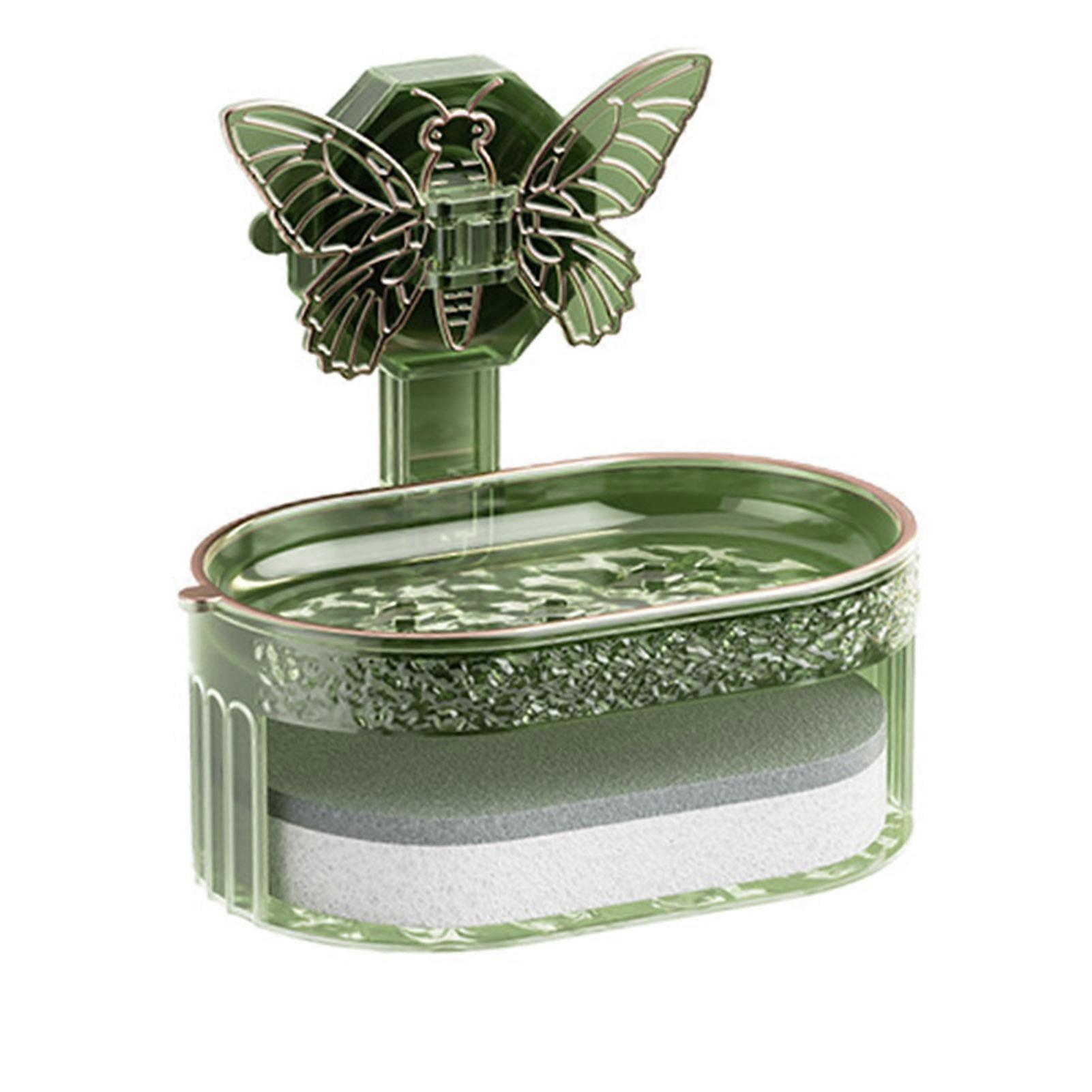 Butterfly Soap Dish Suction Cup Light Luxury Style No Water Accumulation Double-Layer Design Soap Box for Quick Drying