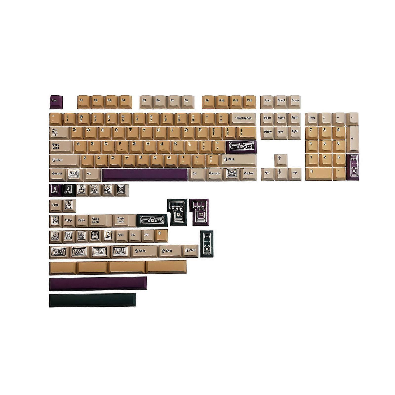 Florist Thick Pbt Keycaps 143-key Cherry Profile For Mechanical Keyboard Keys
