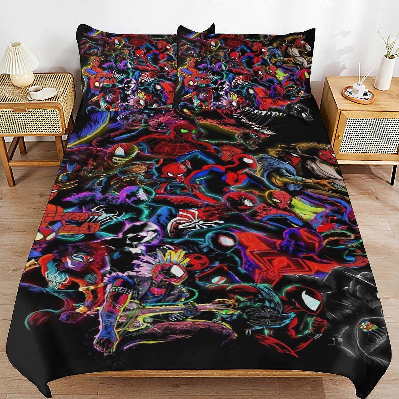v6668  Bed Sheets Bedding Spider-Man Bedding Sets Ultra Soft Skin-Friendly Duvet Cover 3 Piece, Cute Comforter Cover Bed Set for Boys Girls Kids ( 1 D