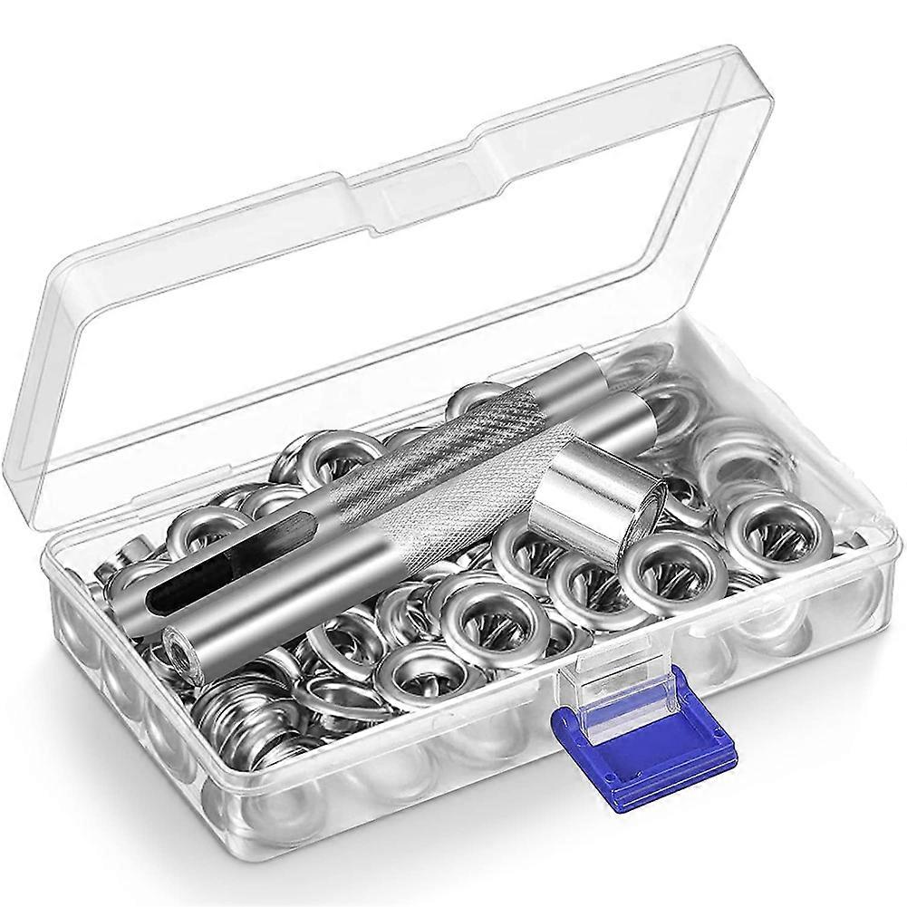 12mm Grommet Tool Kit, 100 Sets Grommets Eyelets Punch Kit, Tarpaulin Repair Kit, for Fabric Curtai