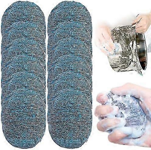 Scouring Pads with Soap Reusable and Absorbent Pre-Soaped Steel Wool Scouring Pads for Home Cleaning Kitchen Tableware and Metal Grids Blue