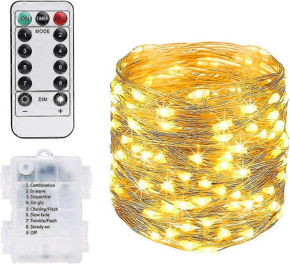 10 M 100 Leds Warm White String Light, Waterproof Ip65 Copper Wire Light(battery Not Included) hy