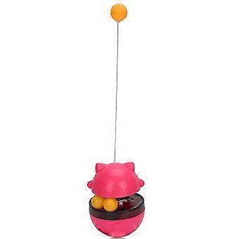 Interactive Tumbler Ball Food Dispenser Toy for Cats - ABS Rolling Training Red