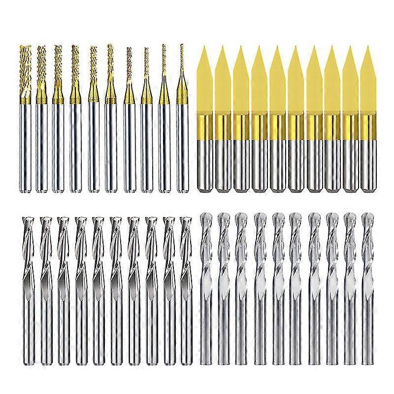 40pcs 3.175mm التيتانيوم المغلفة الذرة المستوي رئيس شقة نهاية مطحنة