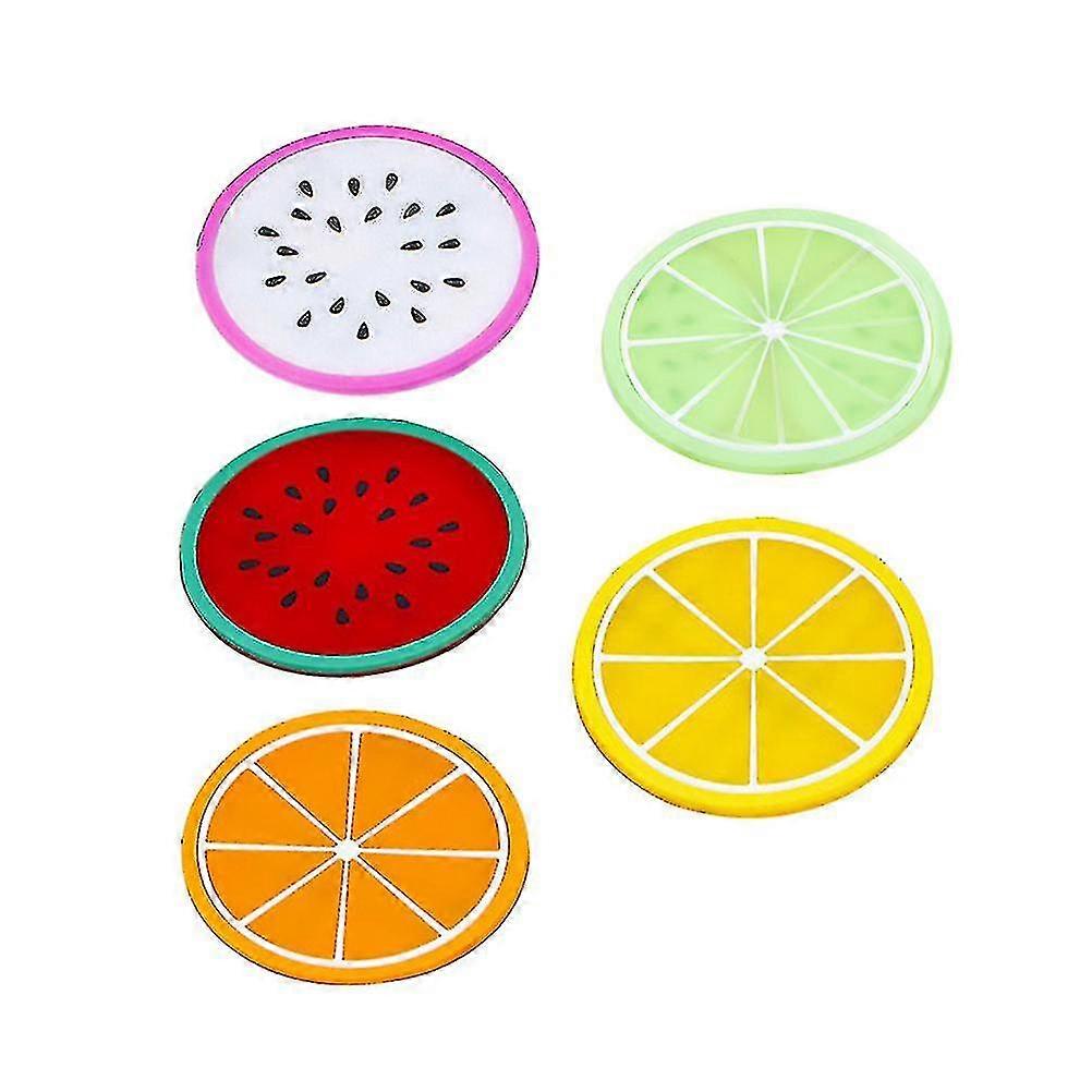 5 Pcs Heat Resistant Silicone Fruit Pattern Cup Mat Coaster Drink Pads