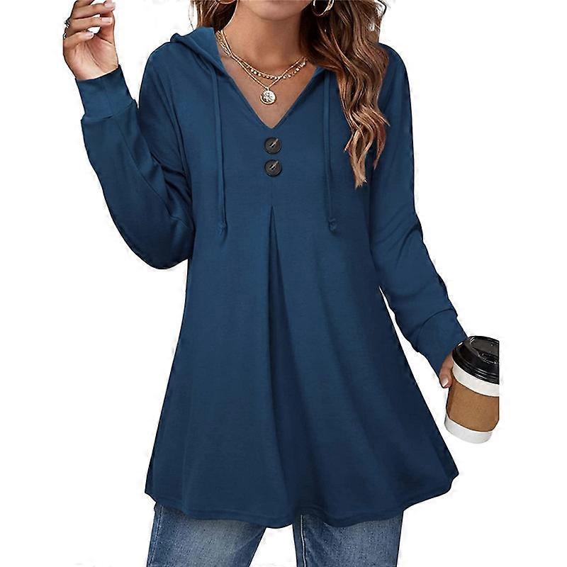 2022 spring and summer new  women's button Hoodie long sleeved T-shirt
