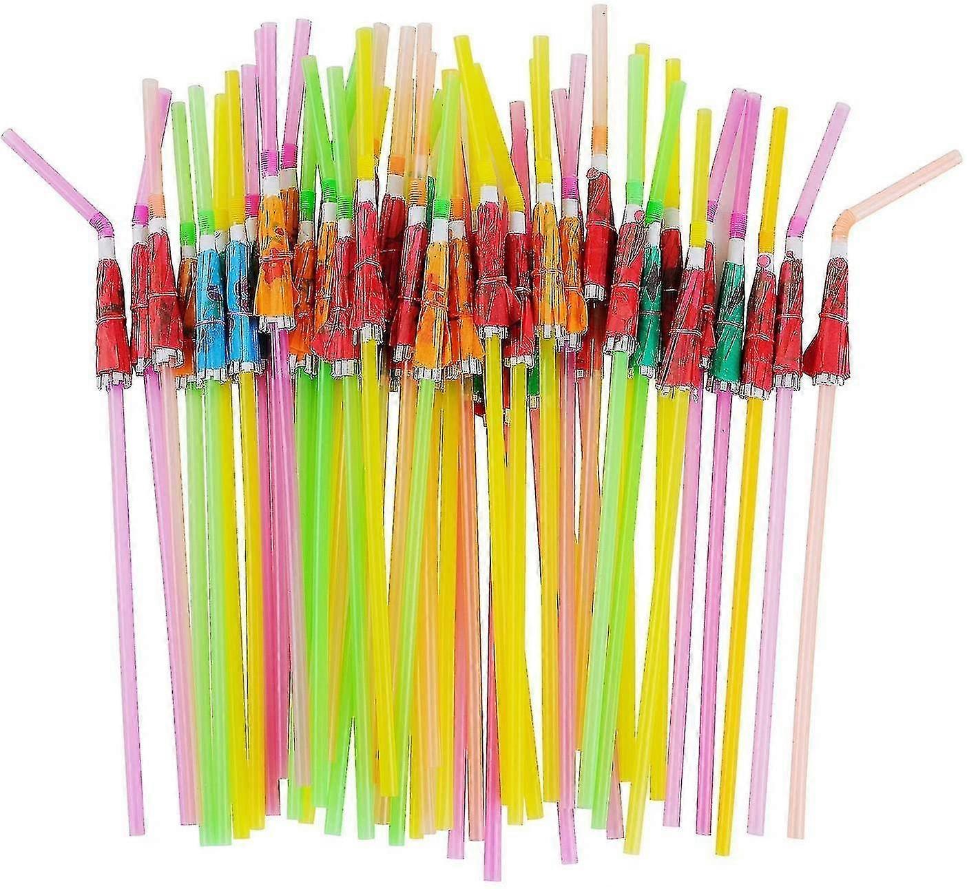 50 Pcs Umbrella And Fruit Parasol Drinking Straws,cocktail Decorations