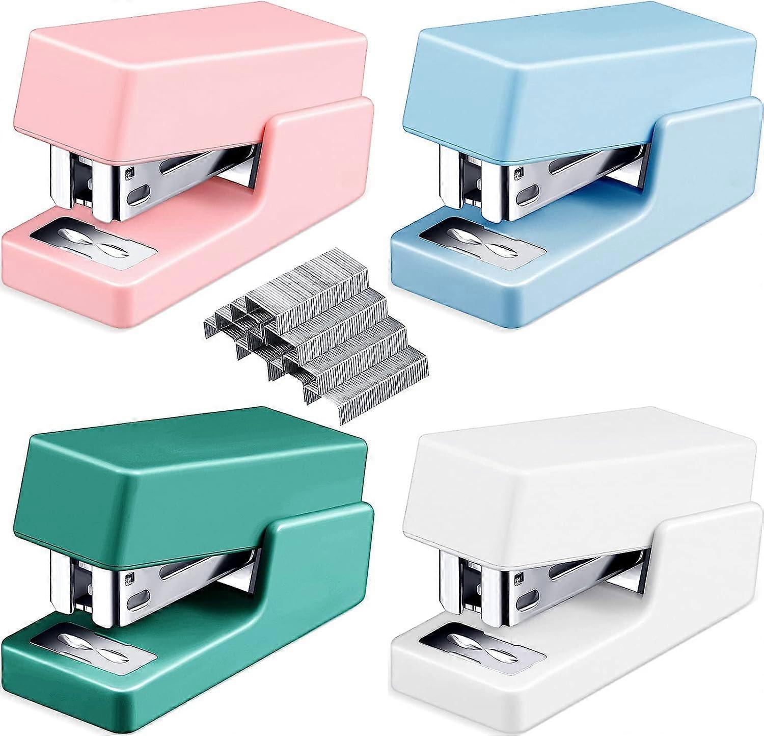 4 Pieces Small Staplers - Assorted Color Mini Stapler with Staples
