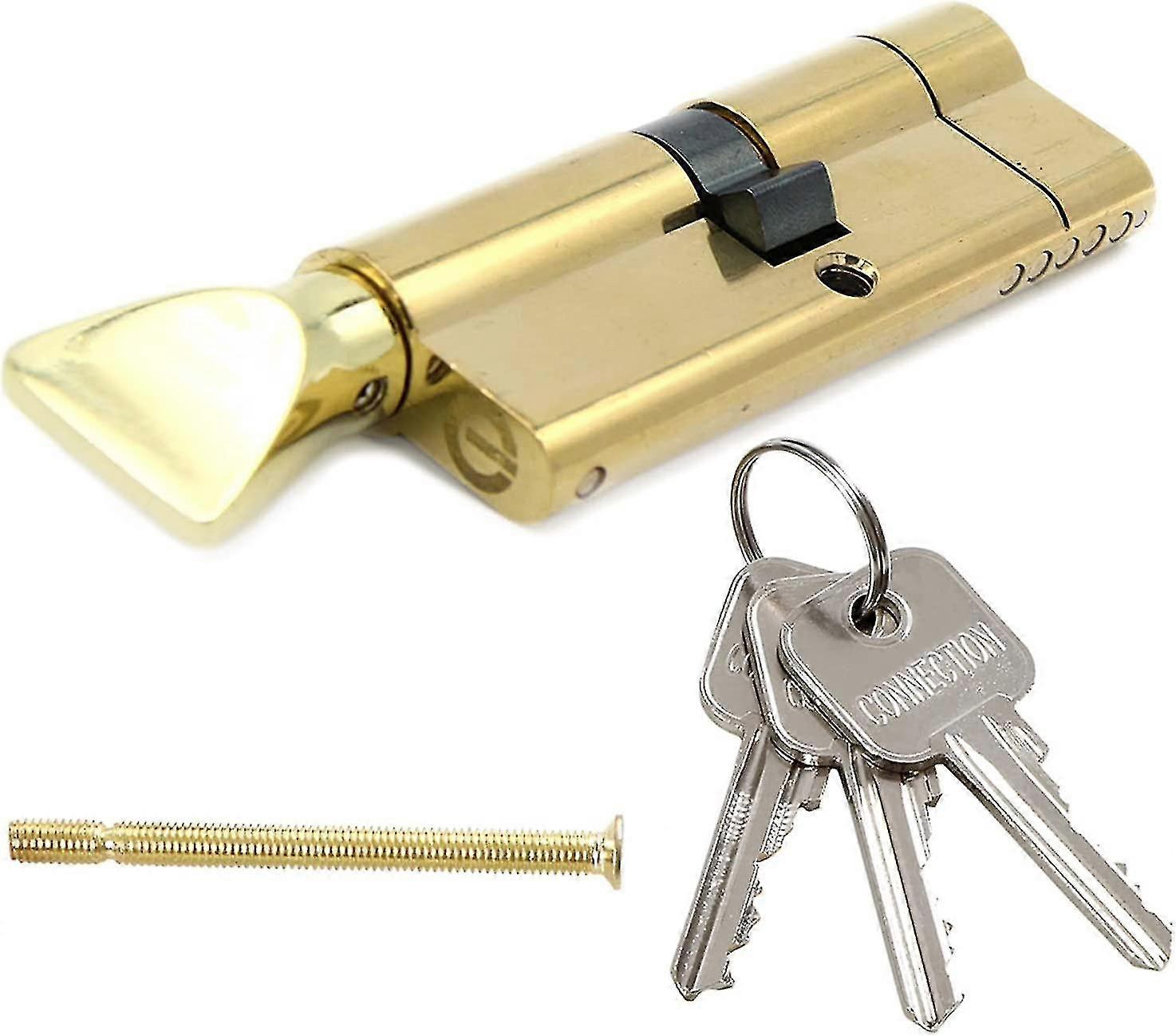 Anti-theft Lock Cylinder With Knob, Three Keys, Different Sizes, Suitable For All Types Of Doors (40/40t(80mm), Brass)