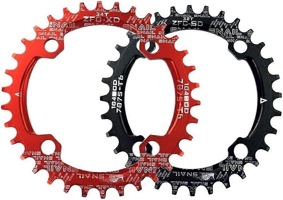 104BCD Round Chainring for Bikes - 32T, 34T, 36T, 38T Teeth - Wide Bicycle Crankset