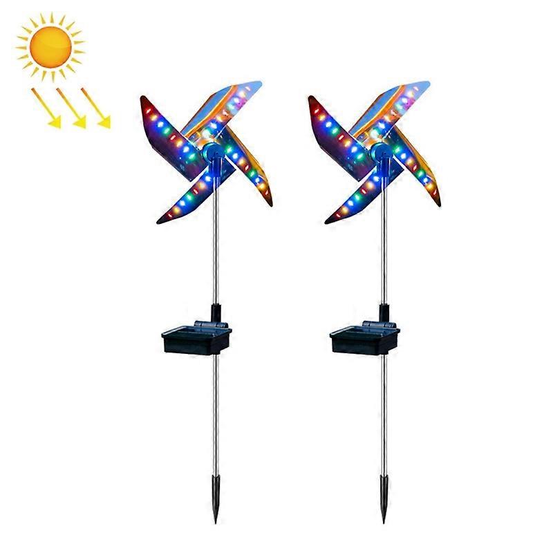 2 PCS Solar Windmill Light LED Lawn Lamp (Colorful Light)