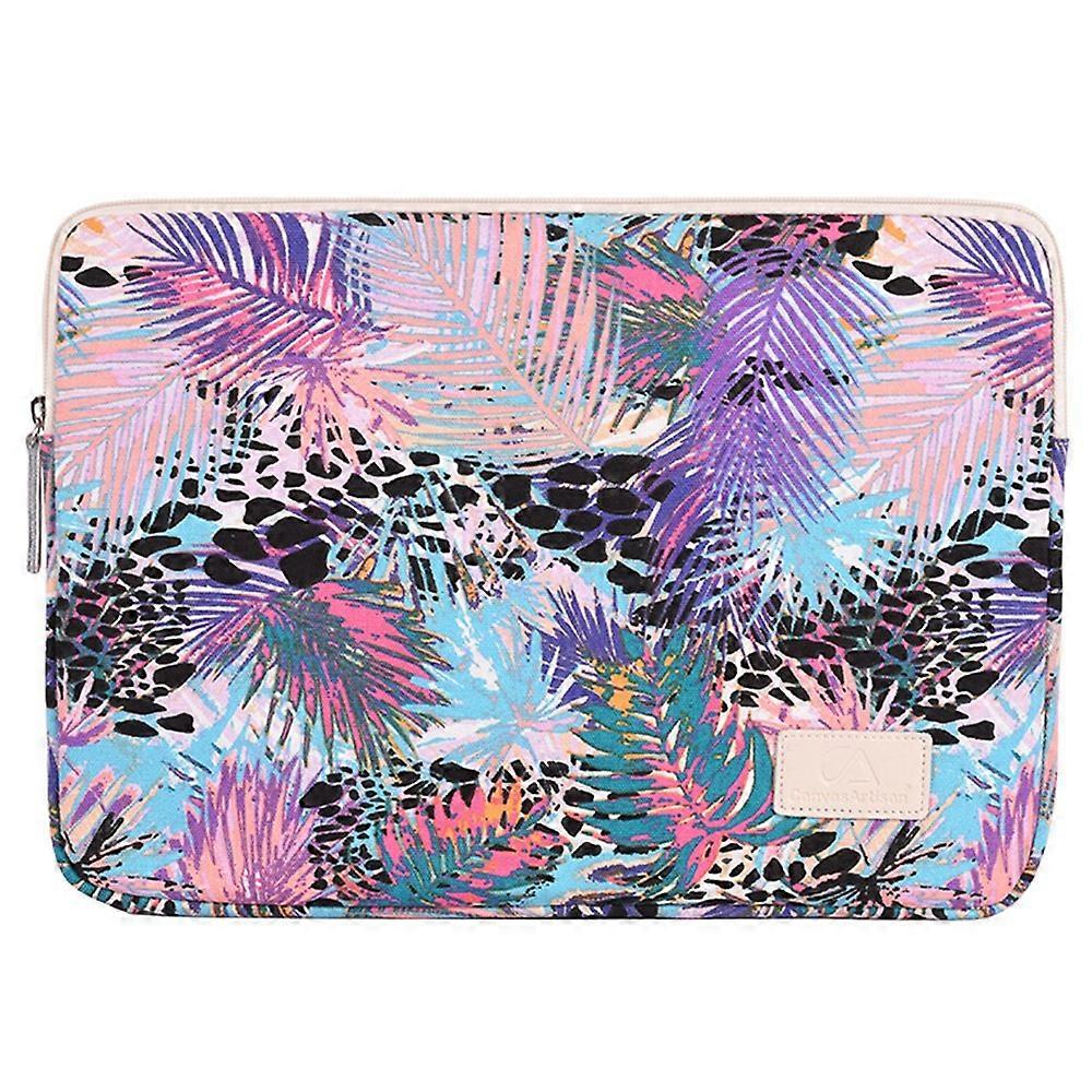 CANVASARTISAN T50 Portable Sleeve Bag for 12-inch Laptops Shockproof Carry Case Leaves Pattern Printed Slim Canvas Bag