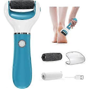 Arquivo de pé de removedor de calo elétrico, arquivo profissional pedicure pé para remover pele morta e rachada, 2 cabeças de rolo intercambiáveis, ba recarregável