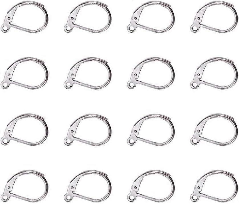 304 Stainless Steel Leverback Earring Findings with Loop Stainless Steel Color 15x10x2mm Hole: 1mm 60pcs/Box DIY