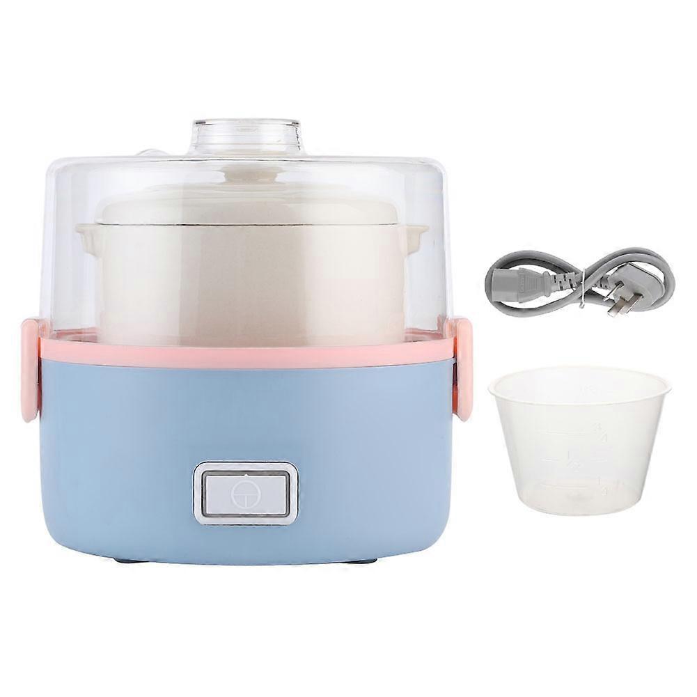 طباخ كهربائي معزول بالمياه المنزلية حساء وعاء حساء عصيدة وعاء سيراميك (شكل دائري 0.7 لتر وردي وأزرق)