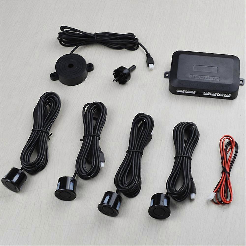 New 12V Car Parking Sensor Kit Reverse Backup Radar Sound Alert Indicator Probe System 4 Probe Beep Sensor Car Detector