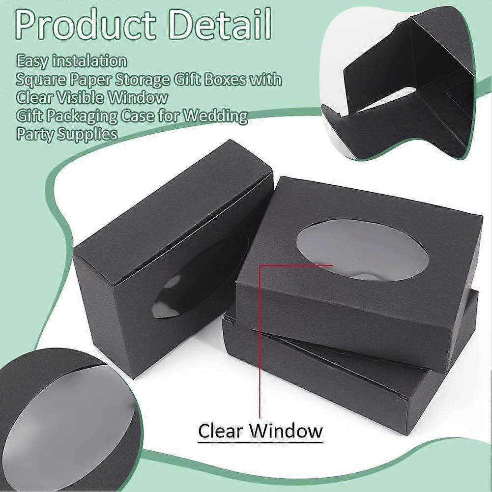 25 Pcs Paper Boxes with Window 3.74x2.76x1.1 Inch Rectangle Folding ...