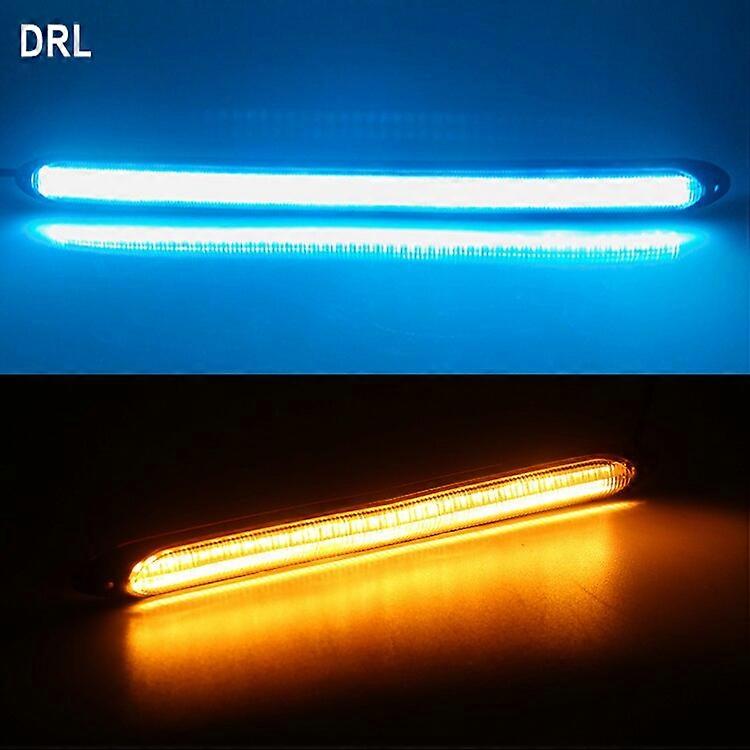 2pcs 12V LED DRL Strips Start Scaing Daytime Running Light for Car Headlights Flowing Turn Singal Yellow LED Driving Day Lights