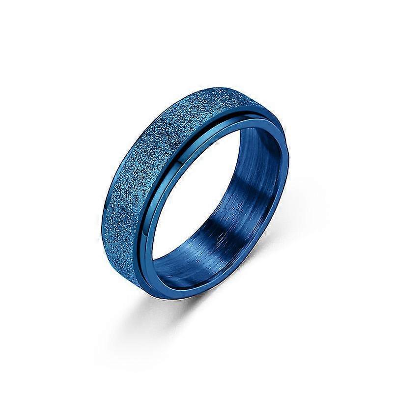 Double Layer Rotating Titanium Steel Couple Ring(6mm -- Frosted Blue)