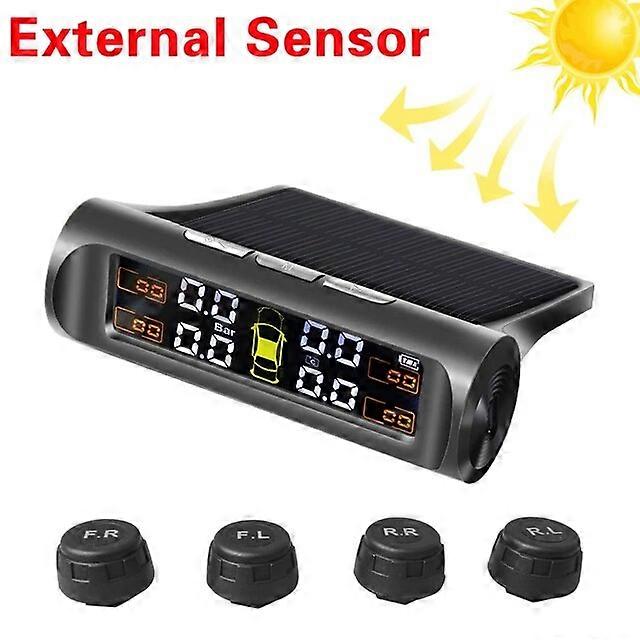 Motor Vehicle Sensors TPMS Solar Tire Pressure Sensor Car Tire Pressure Monitoring System with 4 Wheel Internal External Sensors TMPS