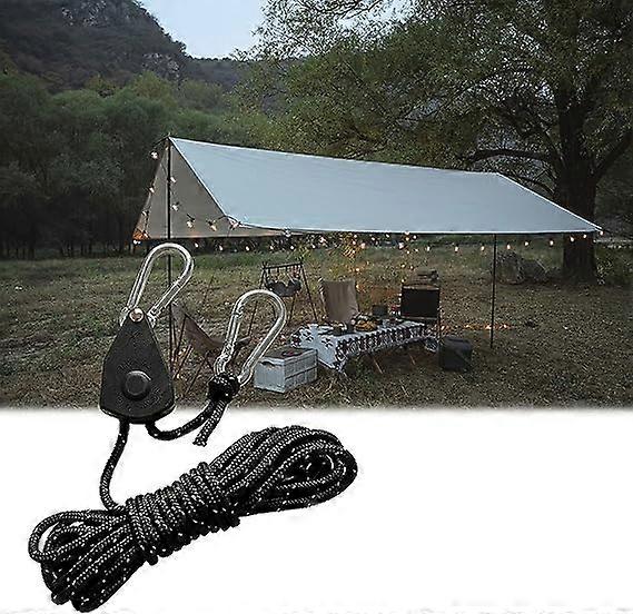 Pack of 4 4 m Reflective Guy Ropes with Rope Tensioner, Adjustable Rope Ratchet Rope Ratchet with Hooks, Paracord Rope Guy Line Tent Cord with Rope Te