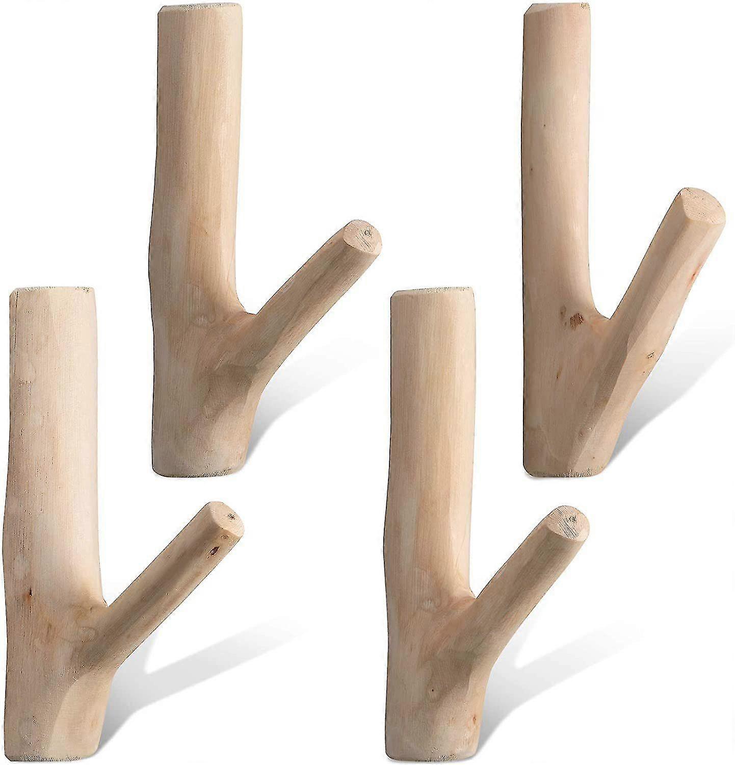 Natural Real Wood Tree Branch Shape Wall Hook, Handmade Wall Hook Set, Rustic Decorative Wood Adhesive, Strong Suction Cup Hook For Coat Key Rack