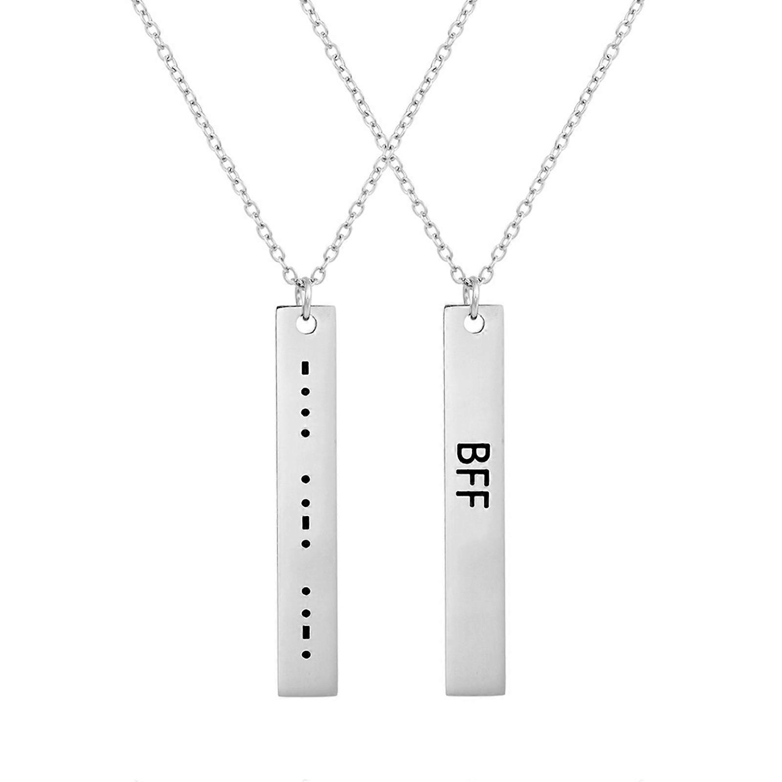 Personalized Silver Bar Necklaces Morse Code Jewelry Dainty Vertical Engraved