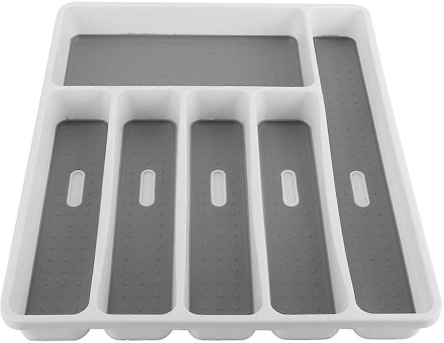 6 مقصورات البلاستيك أدوات المائدة حامل صينية أواني درج منظم مع تصميم غير قابل للانزلاق للمطبخ