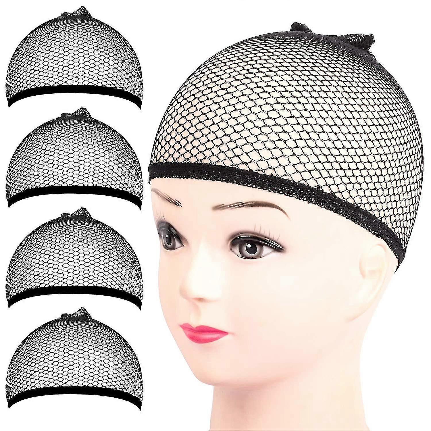 Wig Caps,4pcs Wig Caps Weaving Hair Net For Wig Close End Fishnet Wig Cap