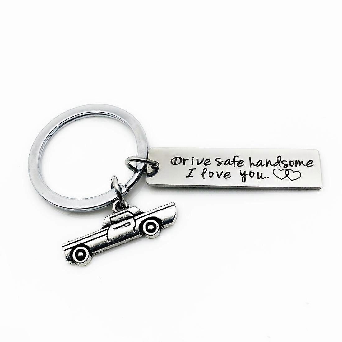 Creative Drive Safe Handsome Words Stainless Steel Keychain