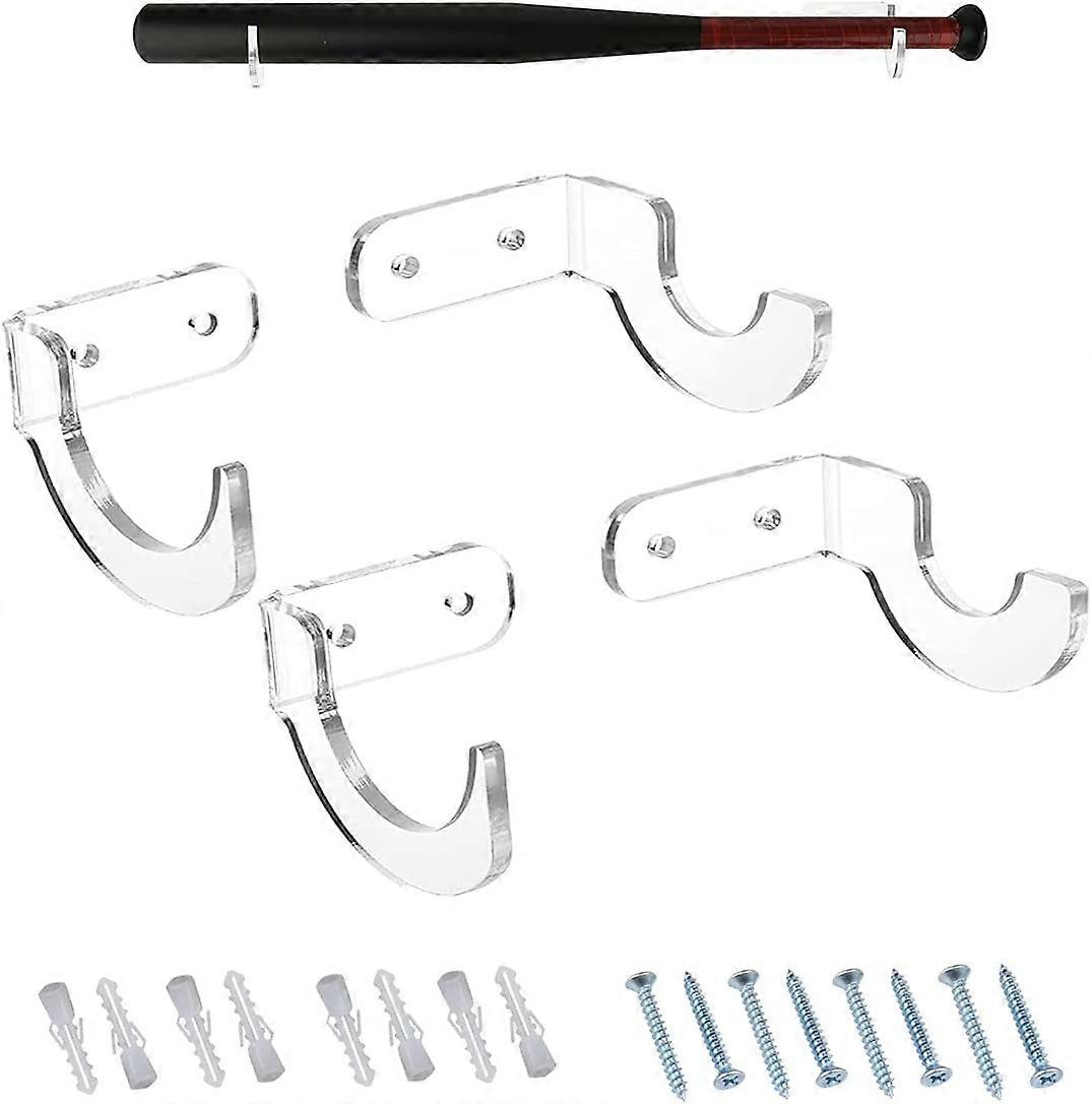 2 أزواج من تقف مضرب البيسبول الأكريليك ، حامل عرض مضرب البيسبول الشفاف ، حوامل الحائط السيف الضوئي ، حوامل الخفافيش الواضحة مع مسامير البيسبول