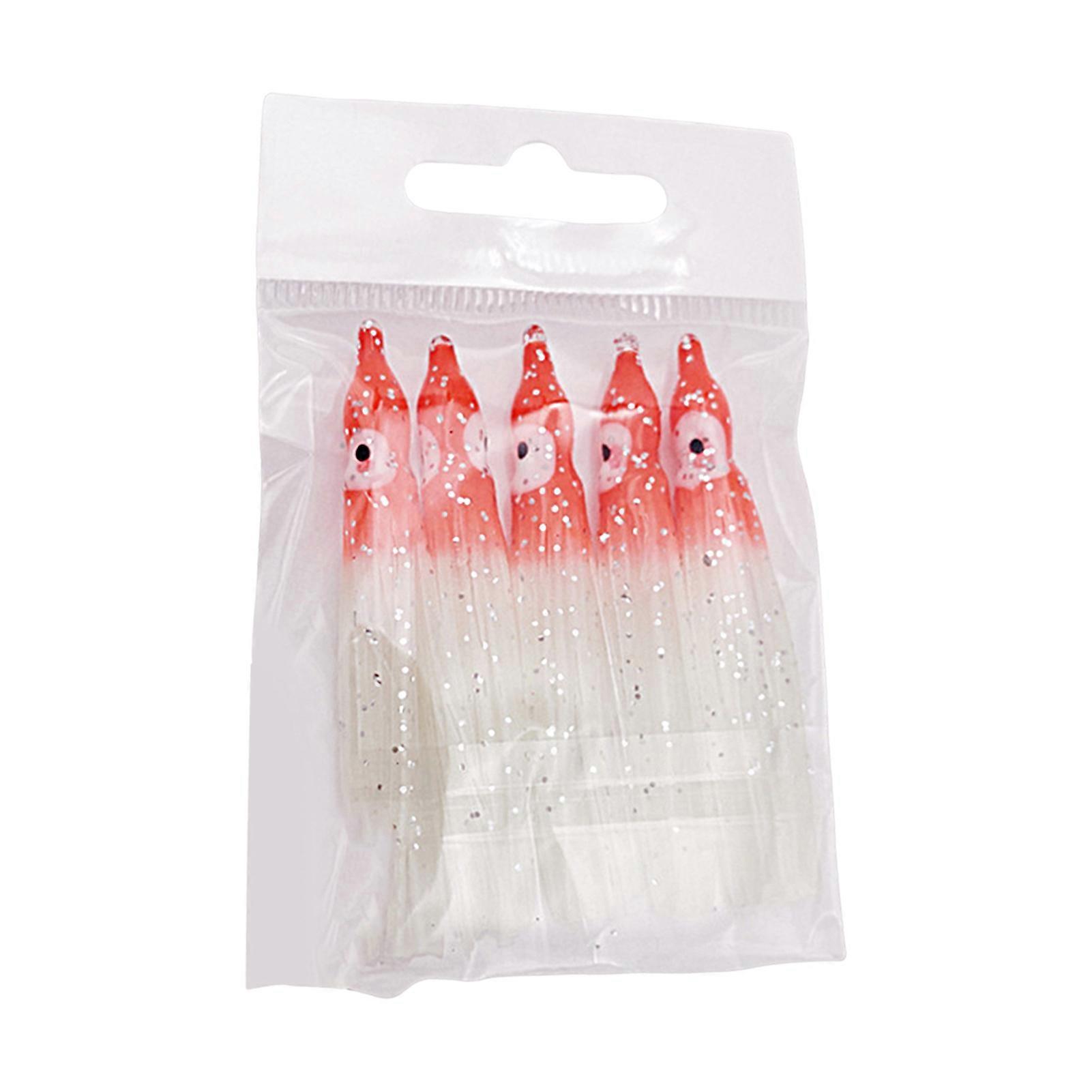 Kaesi 5Pcs Octopus Soft Baits Simulation with Luminous Effect Angling Seawater Fishing Soft Squid Skirt Lures for Outdoor Fishing
