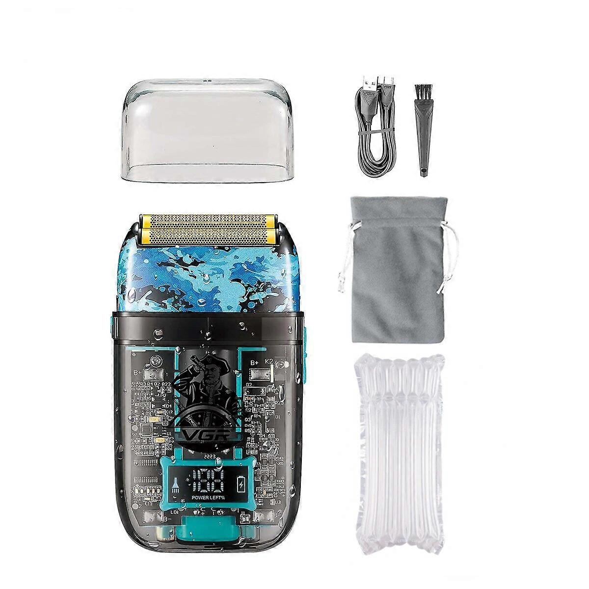 VGR Shaver Professional Razor Waterproof Shaving Machine Rechargeable Beard Trimmer Transparent Shaving Machine for Men V-352