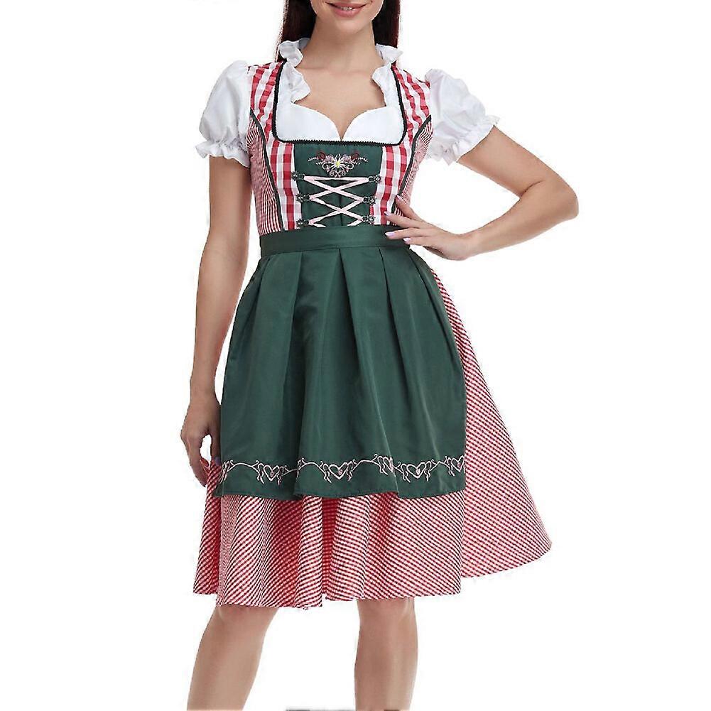Vestito Tirolese Donna Drindl Bavaro - Abito Lungho Giallo Per Oktoberfest E Feste A Tema - Foto 4