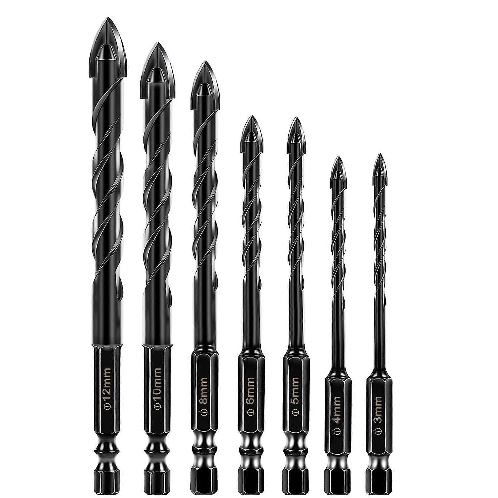7Pcs Drill Bits Rustproof Corrosion Resistant Super Sharp Wide Compatible Industrial Strength Carbide Cross Drill Bit Tip Kit_xi