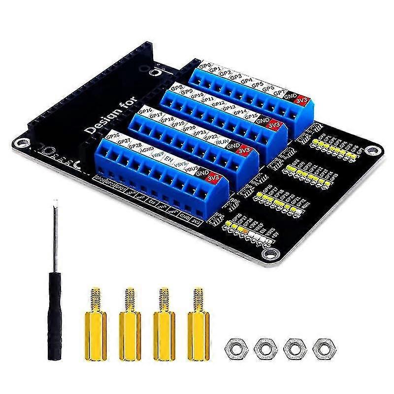 Gpio Status Led Screw Terminal Block Breakout Board For Raspberry Pi Pico