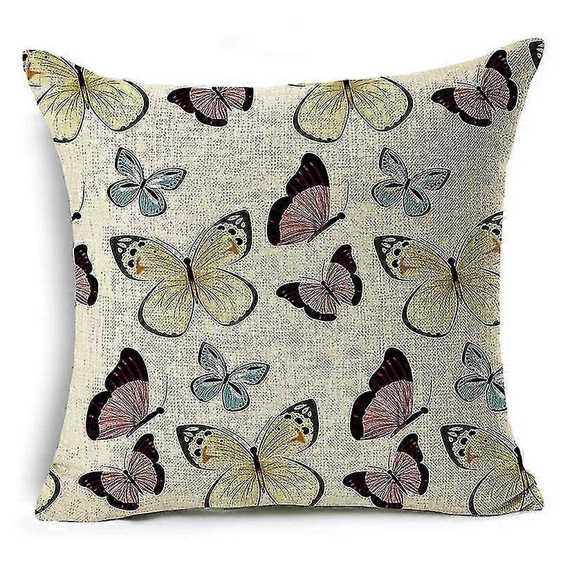 Butterfly Pattern Element Linen Cushion Cover Sofa Pillowcover Bedroom Pillowcase