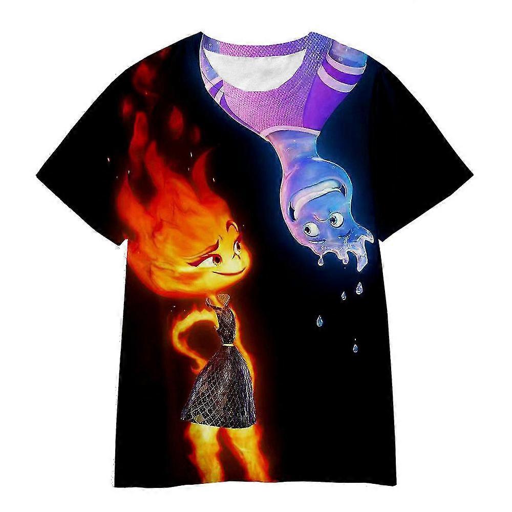 Elemental Movie Print T-paita Lapset Pojat Tytöt Kesä Lyhythihainen Cartoon Casual Teetops