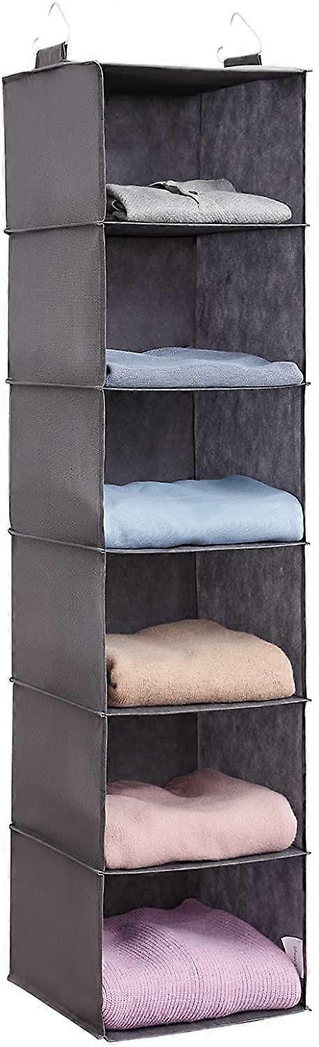 Grau 5-Regal Hängender Kleiderschrank Organizer mit 2 stabilen Haken, Schrank Hängende Aufbewahrungsregale Faltbarer Hängeregal Organizer, Grau