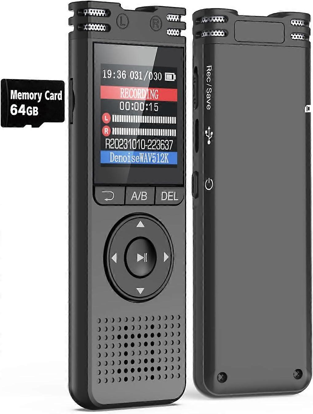 32GB Digital Voice Recorder Voice Activated Recorder with Noise Reduction One-touch Password Recording MP3 Player Suitable for Lectures, Presentations