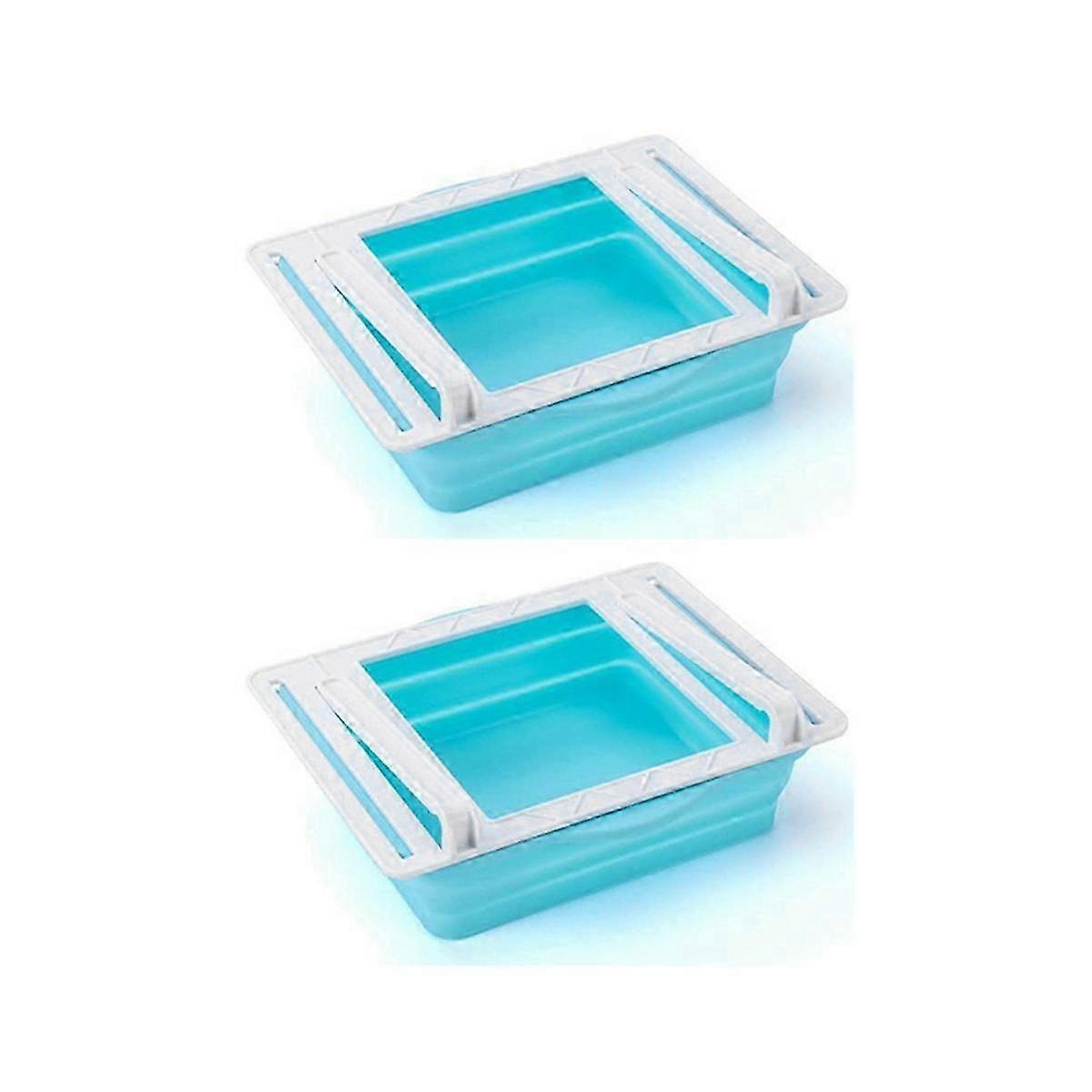 Drawer Refrigerator Storage Box Clear Plastic Organizer Bins Square Crisper Refrigerator Shelf Fridge Blue