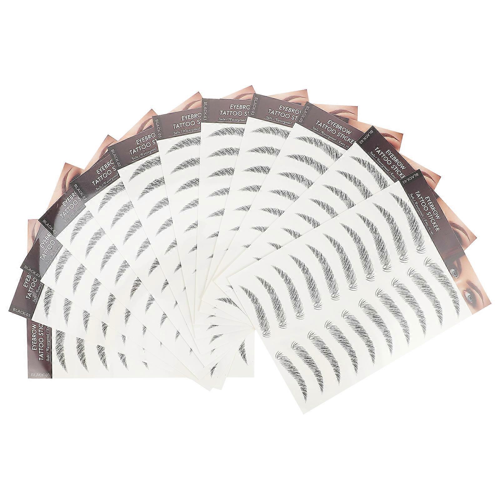 12 Pcs Maquillage Autocollants Transfert Sourcils Naturel Tatouage Sourcils Autocollants Sourcils Artificiels Tatouages Tatouage Sourcils
