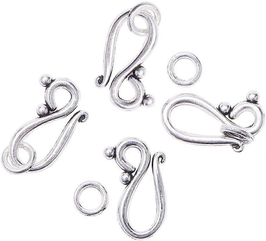 Tibetan Silver Hook and Eye Clasps Lead Free and Cadmium Free Drop Antique Silver 20.5x12mm 7.5mm Hole: 5mm