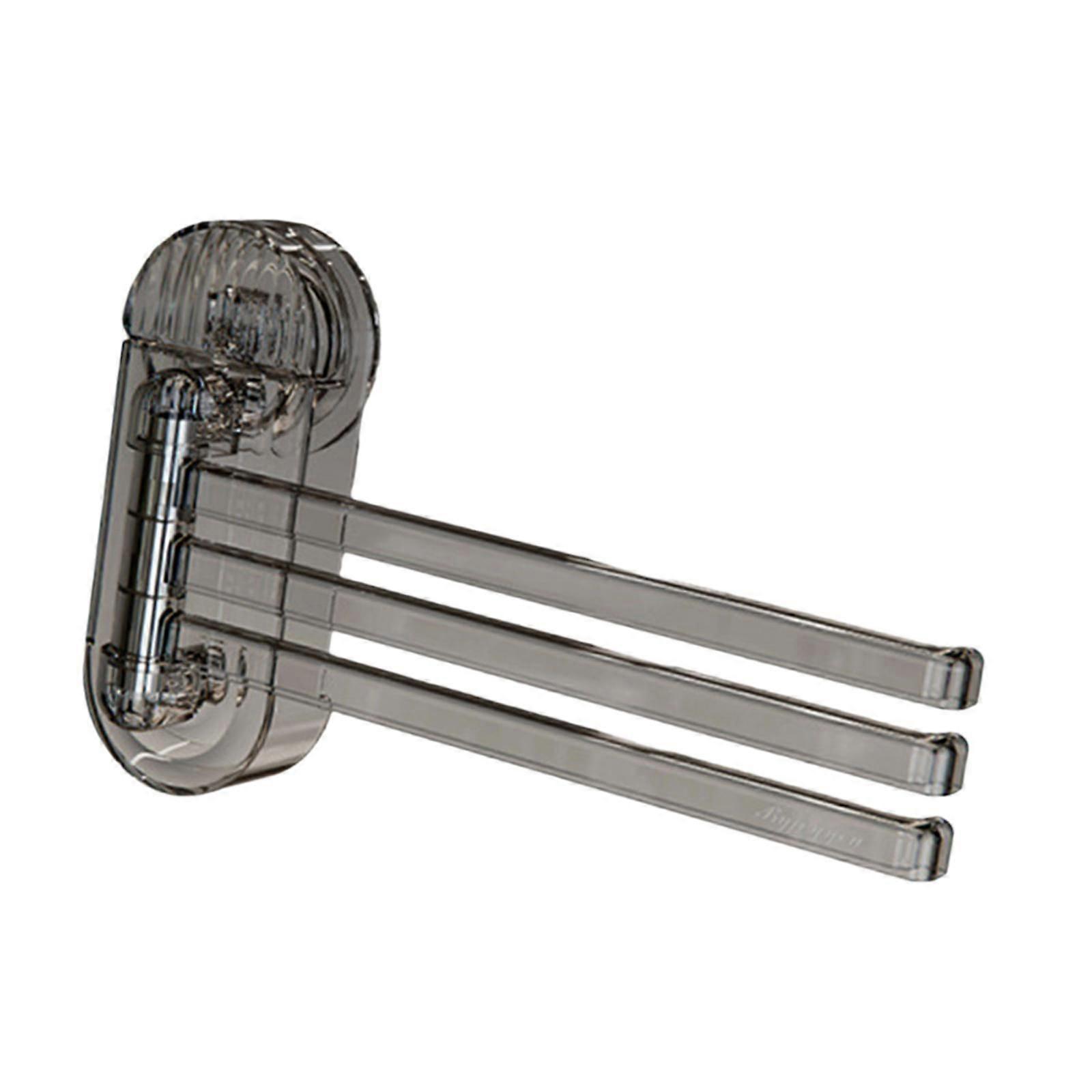 回転可能なタオルラック3ロッドサクションカップ乾燥ラックホテル家庭用カフェグレー